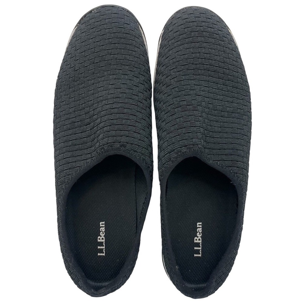 LL Bean‎ Mules Womens 9 Black Slip On Comfort Shoes Woven Casual
